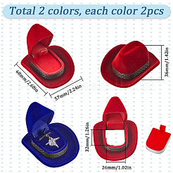 4Pcs 2 Colors Hat Velvet Jewelry Boxes&nbsp;CON-SC0001-19A