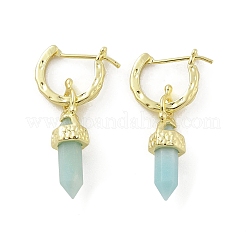 Natural Flower Amazonite Hoop Earrings&nbsp;EJEW-P306-01G-11