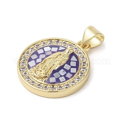 Brass Micro Pave Cubic Zirconia Pendants&nbsp;KK-K385-024G