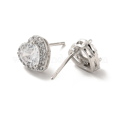 Clear Cubic Zirconia Heart Stud Earrings&nbsp;EJEW-K093-21P
