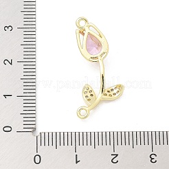 Brass Pearl Pink & Clear Cubic Zirconia Connector Charms&nbsp;LS-KK-G520-01G