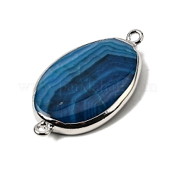 Natural Agate(Dyed & Heated) Oval Links Connector Charms&nbsp;G-P614-06P-02