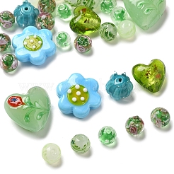 38Pcs 9 Styles Handmade Lampwork Silver Foil Glass Beads&nbsp;FOIL-FS0001-38