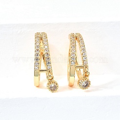 Brass Micro Pave Clear Cubic Zirconia Cuff Earrings&nbsp;EJEW-F370-11G