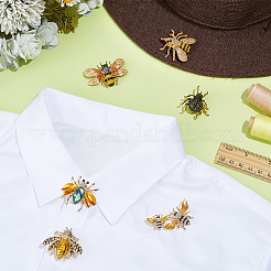 6Pcs 6 Styles Bees & Beetle Enamel Pins&nbsp;JEWB-PH0001-80