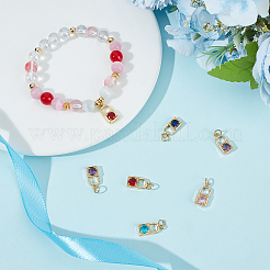 15Pcs 5 Colors Real 18K Gold Plated Brass Micro Pave Cubic Zirconia Charms&nbsp;ZIRC-BBC0002-32