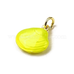 Brass Enamel Shell Shape Charms&nbsp;KK-I378-12G-C