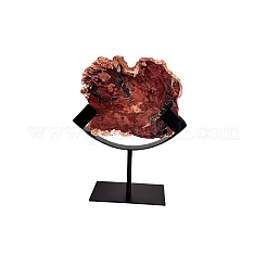 Natural Petrified Wood Slice onArc-shaped Black Iron Stand&nbsp;AJEW-H157-10