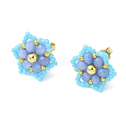 Natural Malaysia Jade Stud Earrings&nbsp;EJEW-MZ00742-02