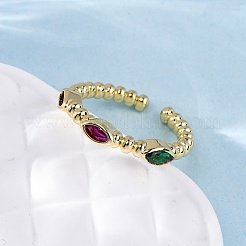 Brass Micro Pave Cubic Zirconia Cuff Rings&nbsp;RJEW-M066-01G