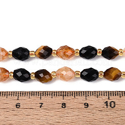 Natural Obsidian & Citrine & Tiger Eye Beads Strands&nbsp;G-N358-04A-05
