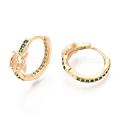 Brass Cubic Zirconia Hoop Earrings&nbsp;EJEW-Q014-05G