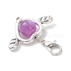 6Pcs 6 Colors Resin Imitation Cat Eye & Alloy Pendant Decorations&nbsp;HJEW-JM03885