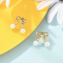 304 Stainless Steel Plastic Pearl Stud Earrings&nbsp;EJEW-M072-04G
