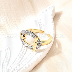 Brass Micro Pave Cubic Zirconia Cuff Rings&nbsp;RJEW-V007-02GP
