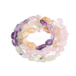 Natural Rose Quartz & Amethyst & Citrine(Heated) & Prehnite Beads Strands&nbsp;G-N371-01A-01