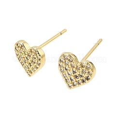 Heart Brass Micro Pave Cubic Zirconia Stud Earrings for Women&nbsp;CU-CBAE7DF-40G