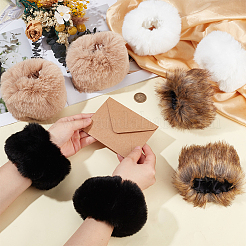 4 Pairs 4 Colors Imitation Rabbit Fur Wrist Cuffs&nbsp;AJEW-BC0010-80