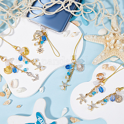 6Pcs 6 Styles Glass & Alloy Enamel & Rhinestone & Glass Pearl Mobile Straps&nbsp;HJEW-SC0001-88