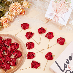 Polyester Rose Flower Tie Brooch&nbsp;LS-JEWB-WH0026-42