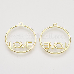 Rack Plating Alloy Open Back Bezel Pendants&nbsp;PALLOY-N150-35