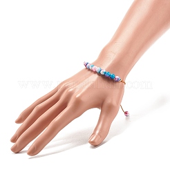 Round Natural White Jade Braided Bead Bracelet&nbsp;BJEW-JB07969-01