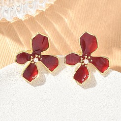 Brass Enamel Stud Earrings for Women&nbsp;KK-CBA760A-11G
