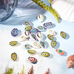 Printed Natural Cowrie Shell Beads&nbsp;SSHEL-NB0001-07