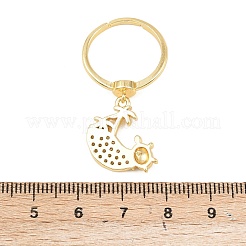 Adjustable Brass Micro Pave Cubic Zirconia Pendant Finger Rings for Women&nbsp;RJEW-A090-01B-G