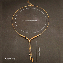 Brass Round Ball Beaded Tassel Pendant Necklaces for Women&nbsp;SP7197