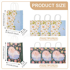 6Pcs 2 Styles 3D Flower Printed Paper Gift Bags with Handles&nbsp;ABAG-TAD0001-01