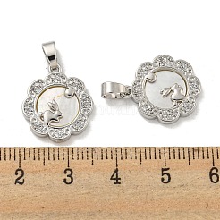 Brass Micro Pave Clear Cubic Zirconia Pendants&nbsp;KK-A214-23P