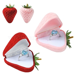 Strawberry Flocking Jewelry Ring Boxes&nbsp;CON-YWC0001-16A
