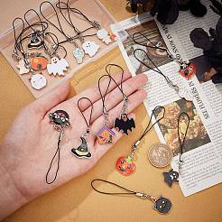 18Pcs 18 Styles Cell Phone Strap Charm Halloween Enamel Charm Hanging Keychain for Women&nbsp;AJEW-CP0005-59