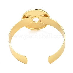 Brass Micro Pave Clear Cubic Zirconia Flat Round Open Cuff Bangles for Women&nbsp;BJEW-M312-08G