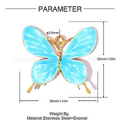 304 Stainless Steel with Sky Blue Enamel Pendants&nbsp;SA-OY001-27G-03