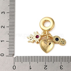 Rack Plating Brass Pave Colorful Cubic Zirconia European Dangle Charms&nbsp;KK-P279-43G