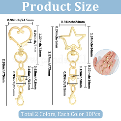 20Pcs 2 Styles Zinc Alloy Swivel Clasps&nbsp;FIND-SP0004-24LG