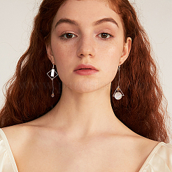 2 Sets 2 Style Acrylic Rectangle & Flat Round Asymmetrical Earrings&nbsp;EJEW-AN0001-56