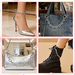 2Pcs Zinc Alloy Crystal Rhinestone Heart Link Boot Strap Chains&nbsp;HJEW-SW00393