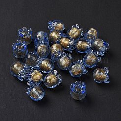 Handmade Gold Foil Lampwork Glass Beads&nbsp;X1-LAMP-G158-02F