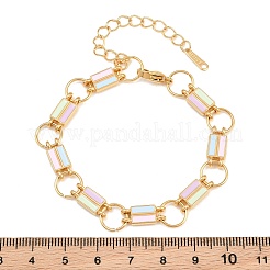 304 Stainless Steel Enamel Rectangle Link Chain Bracelets for Women&nbsp;SA-CBA065A-06G