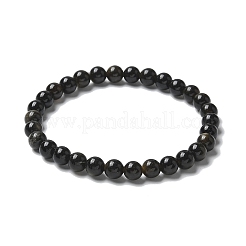 Natural Golden Sheen Obsidian Bead Stretch Bracelets&nbsp;BJEW-K212-A-020