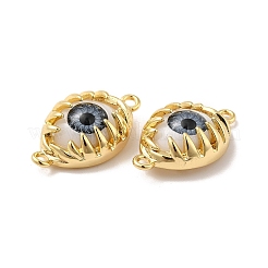 Evil Eye Resin Brass Connector Charms&nbsp;RESI-E026-01G-M