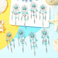 16Pcs 8 Styles Alloy & Synthetic Turquoise Pendants&nbsp;PALLOY-CJ00194