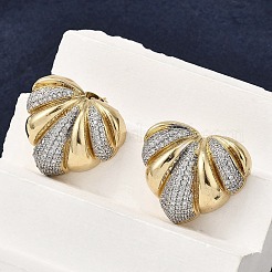Brass Micro Pave Clear Cubic Zirconia Stud Earrings for Women&nbsp;EJEW-G430-02GP