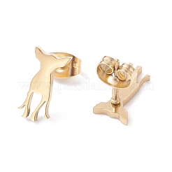 Deer Shape 304 Stainless Steel Stud Earrings for Women&nbsp;LS-EJEW-Z017-11G