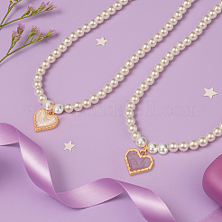 3Pcs 3 Colors Alloy Enamel Heart Pendant Necklaces&nbsp;NJEW-HY0001-27