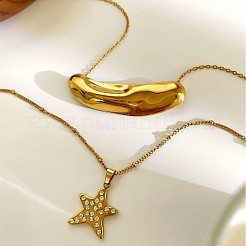 2Pcs 2 Styles 316L Surgical Stainless Steel Crystal Rhinestone Star Irregular Tube Pendant Necklaces&nbsp;WG0E33C-01