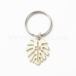 5Pcs Monstera Leaf Alloy Pendant Keychain&nbsp;X-KEYC-JKC00413